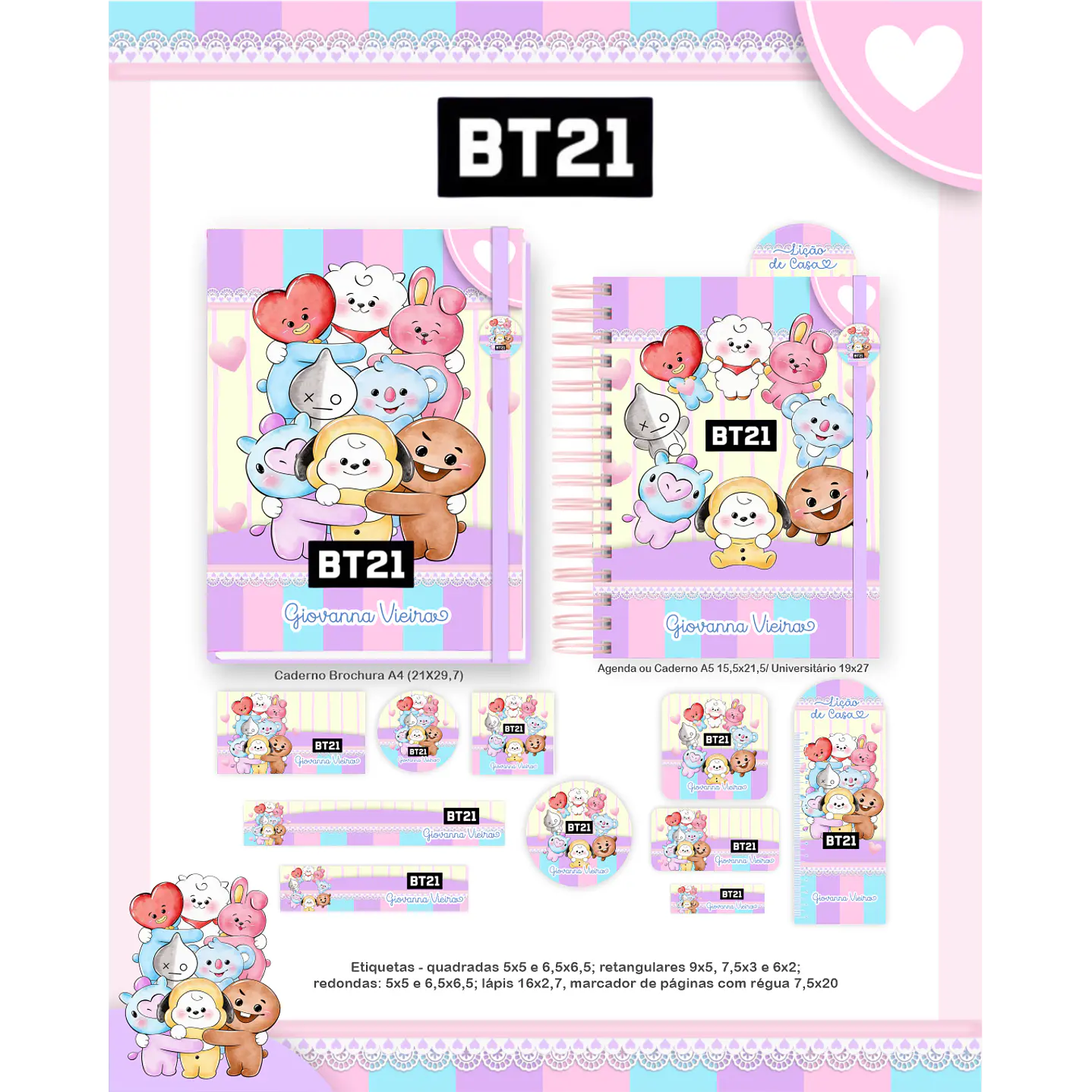 Kit Digital Encadernação BT21 - Volta às Aulas Completo 5