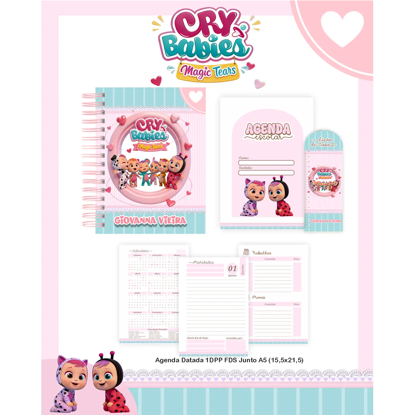 Kit Digital Encadernação Cry Babies Volta às Aulas  3