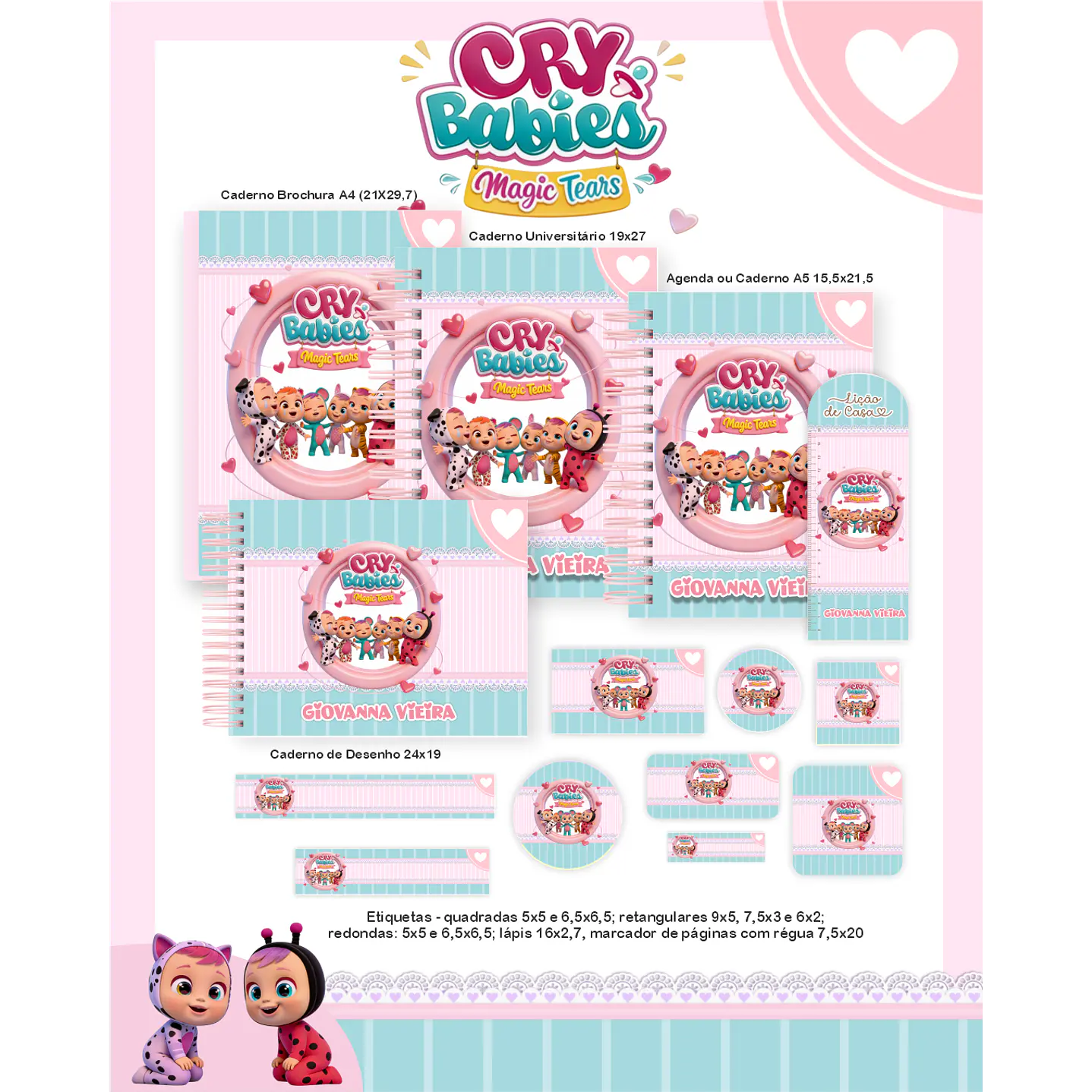 Kit Digital Encadernação Cry Babies Volta às Aulas  1