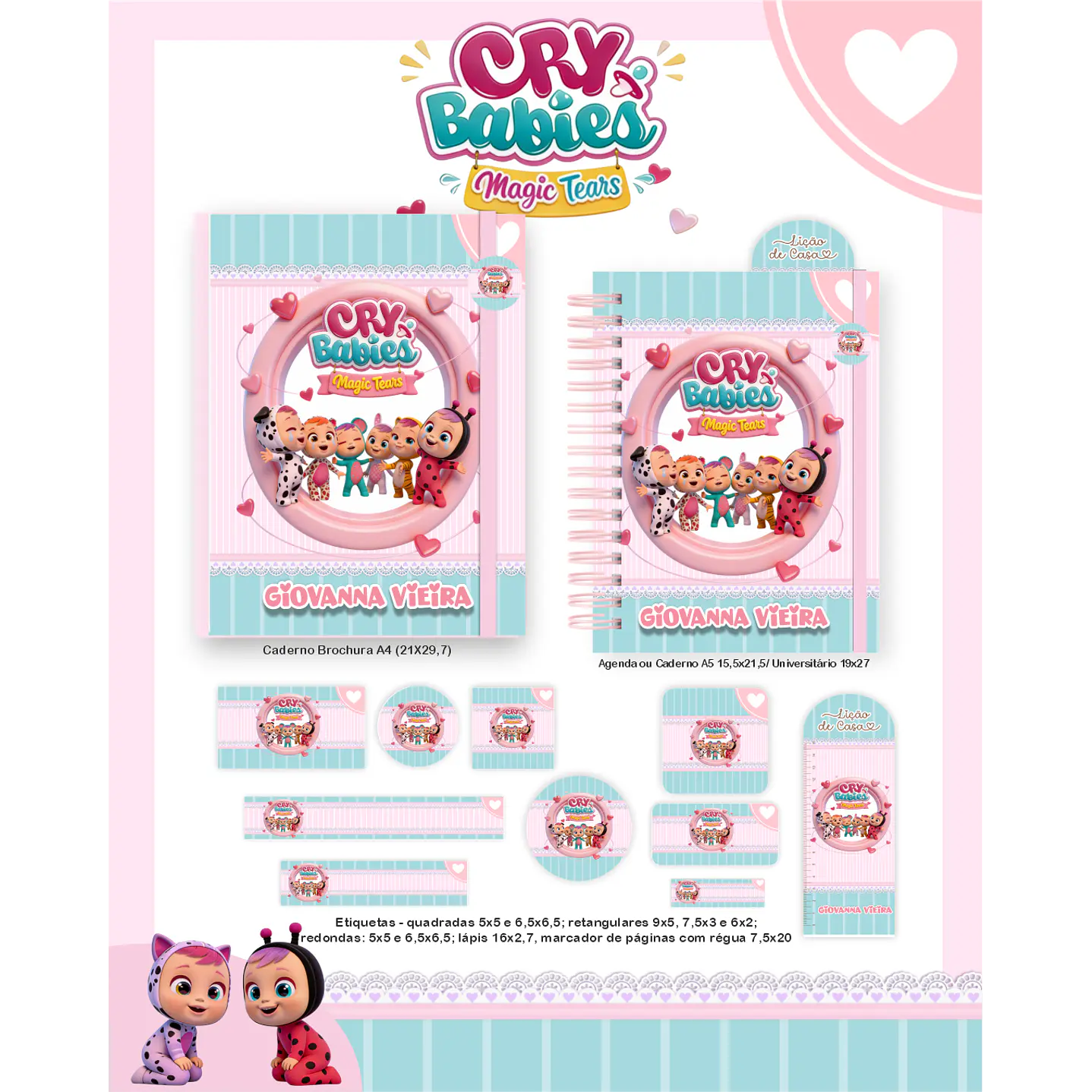 Kit Digital Encadernação Cry Babies Volta às Aulas  4