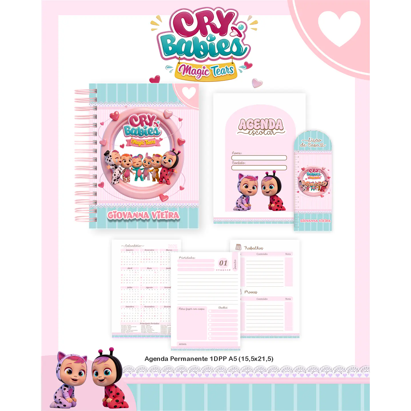 Kit Digital Encadernação Cry Babies Volta às Aulas  5
