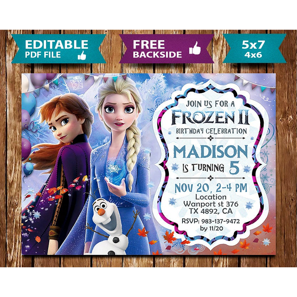 Convite Digital Frozen 2 Editável 
