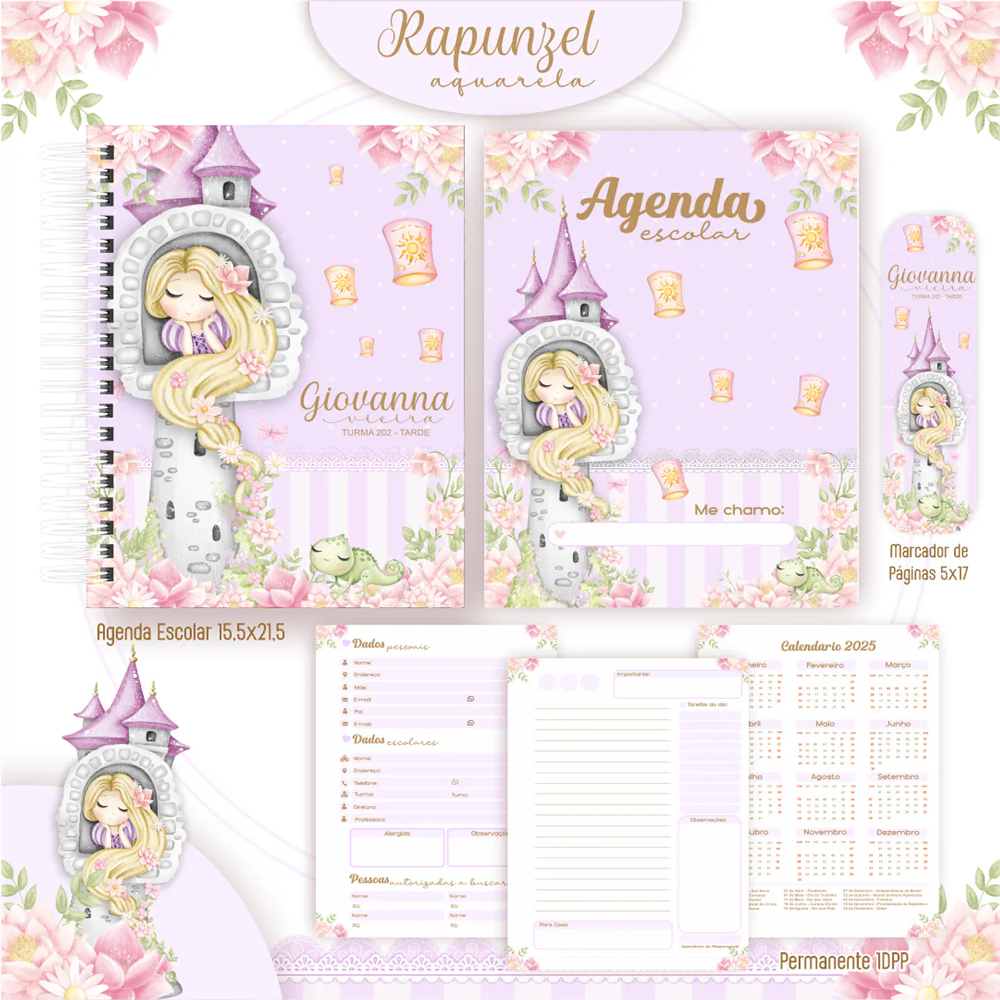 Encadernação Rapunzel Aquarela - Volta às Aulas 5