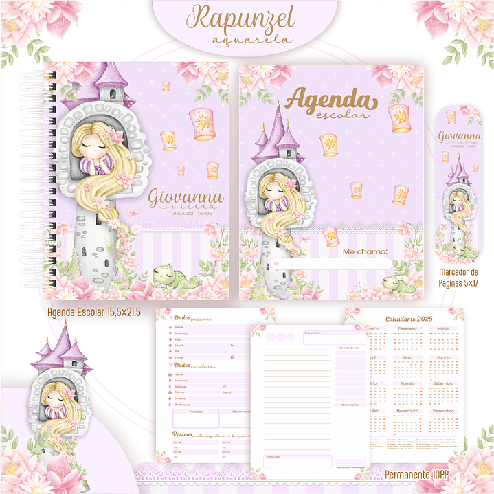 Encadernação Rapunzel Aquarela - Volta às Aulas 5