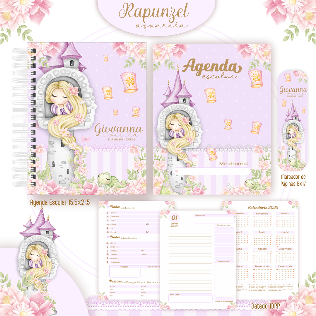 Encadernação Rapunzel Aquarela - Volta às Aulas 6