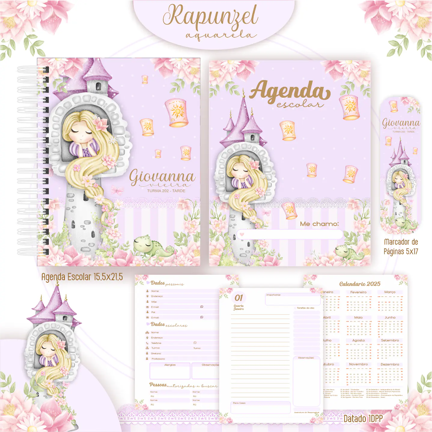 Encadernação Rapunzel Aquarela - Volta às Aulas 6