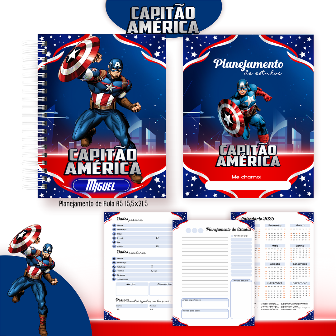 Encadernação Capitão América - Volta às Aulas 3