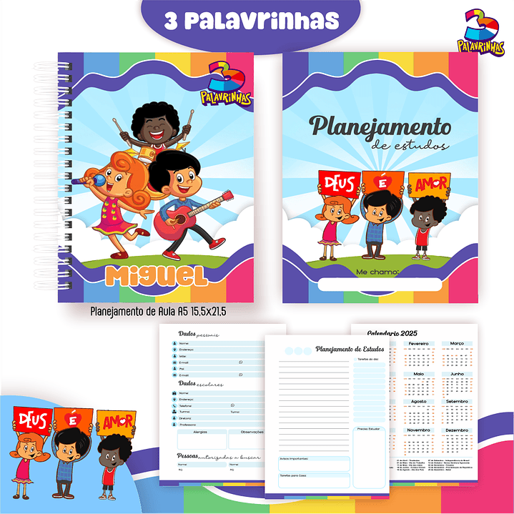 Kit Digital Encadernação Três Palavrinhas Menino - Volta às Aulas  5