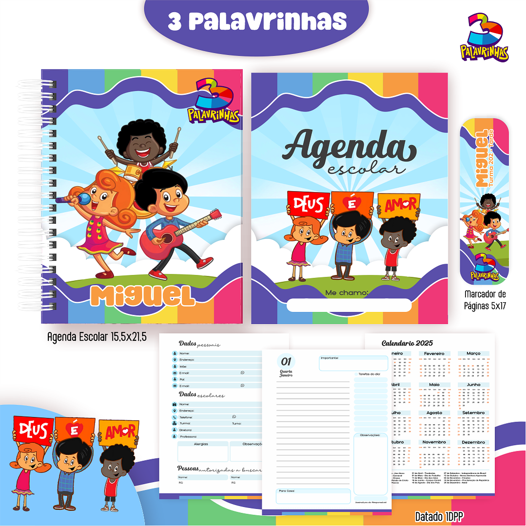 Kit Digital Encadernação Três Palavrinhas Menino - Volta às Aulas  7