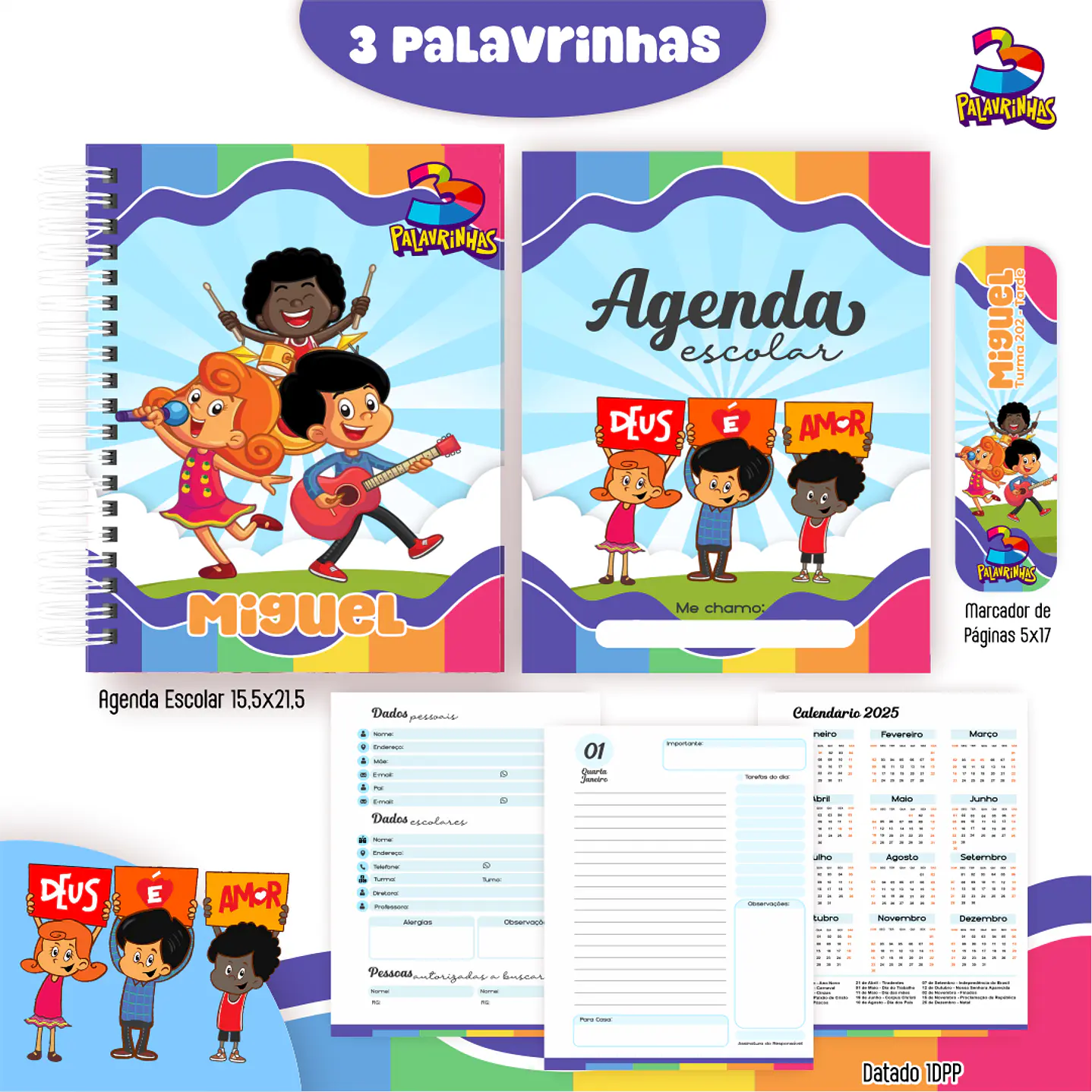 Kit Digital Encadernação Três Palavrinhas Menino - Volta às Aulas  7