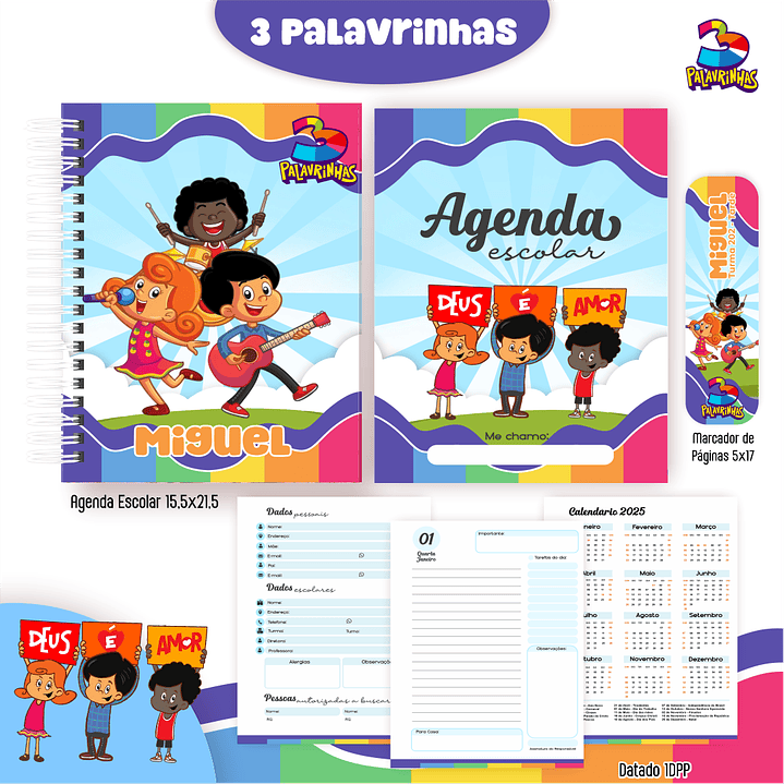 Kit Digital Encadernação Três Palavrinhas Menino - Volta às Aulas  7