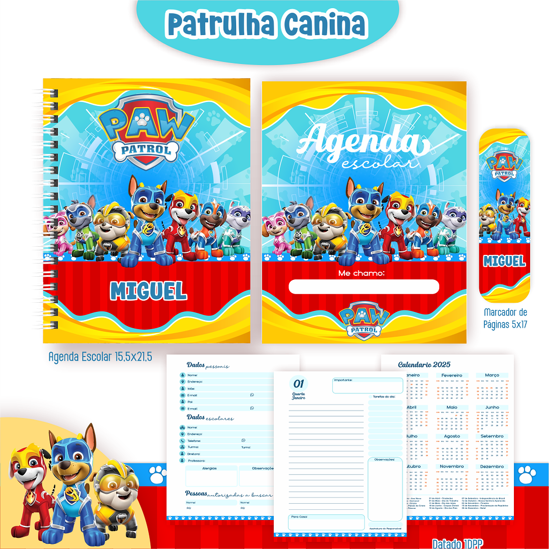 Kit Digital Encadernação Patrulha Canina - Volta às Aulas 4