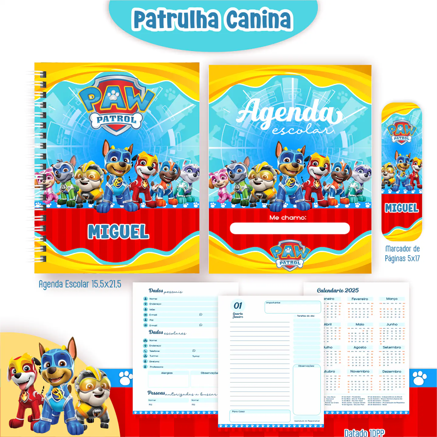 Kit Digital Encadernação Patrulha Canina - Volta às Aulas 4
