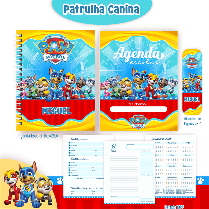Kit Digital Encadernação Patrulha Canina - Volta às Aulas 4