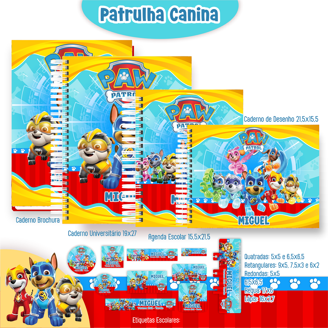Kit Digital Encadernação Patrulha Canina - Volta às Aulas 1