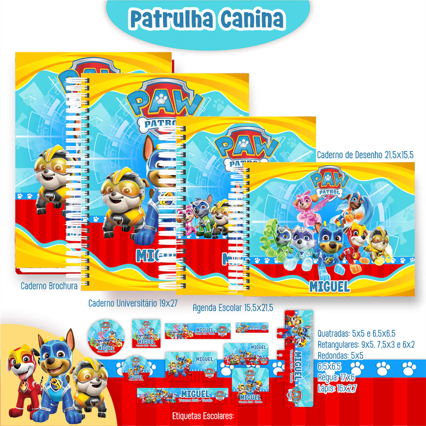 Kit Digital Encadernação Patrulha Canina - Volta às Aulas 1