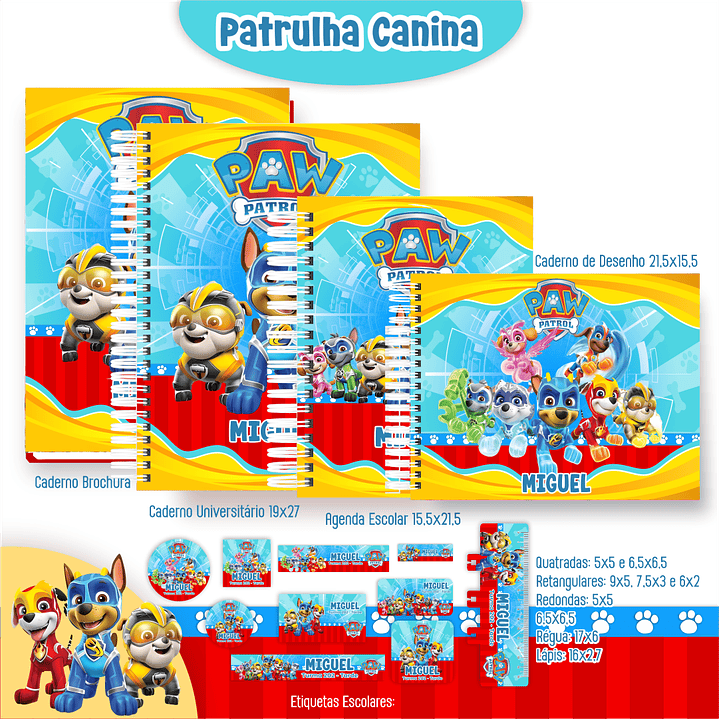 Kit Digital Encadernação Patrulha Canina - Volta às Aulas 1