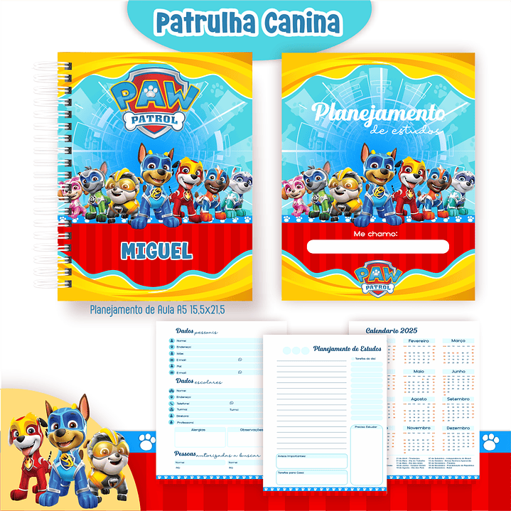 Kit Digital Encadernação Patrulha Canina - Volta às Aulas 5