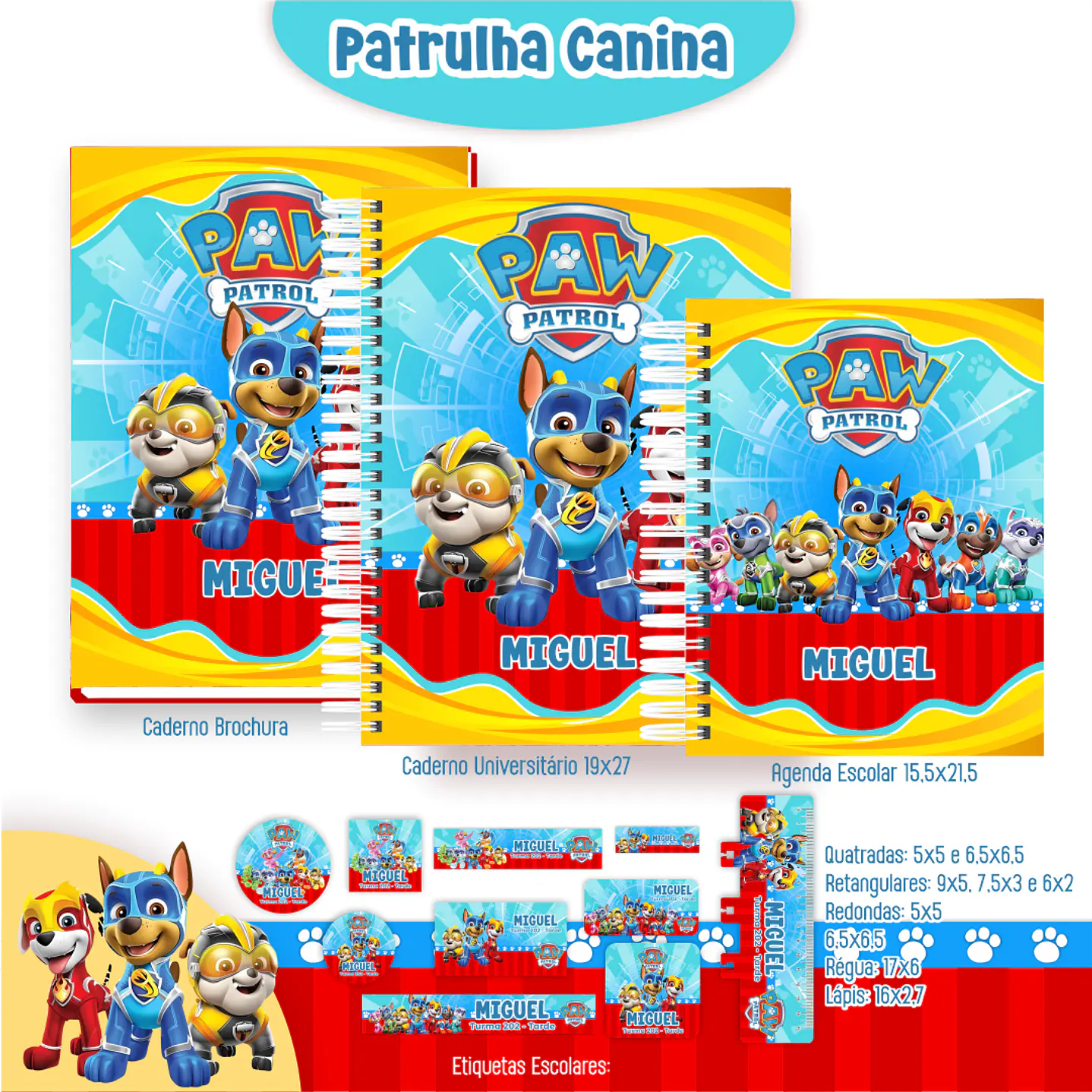 Kit Digital Encadernação Patrulha Canina - Volta às Aulas 6