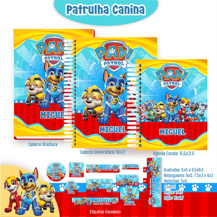 Kit Digital Encadernação Patrulha Canina - Volta às Aulas 6