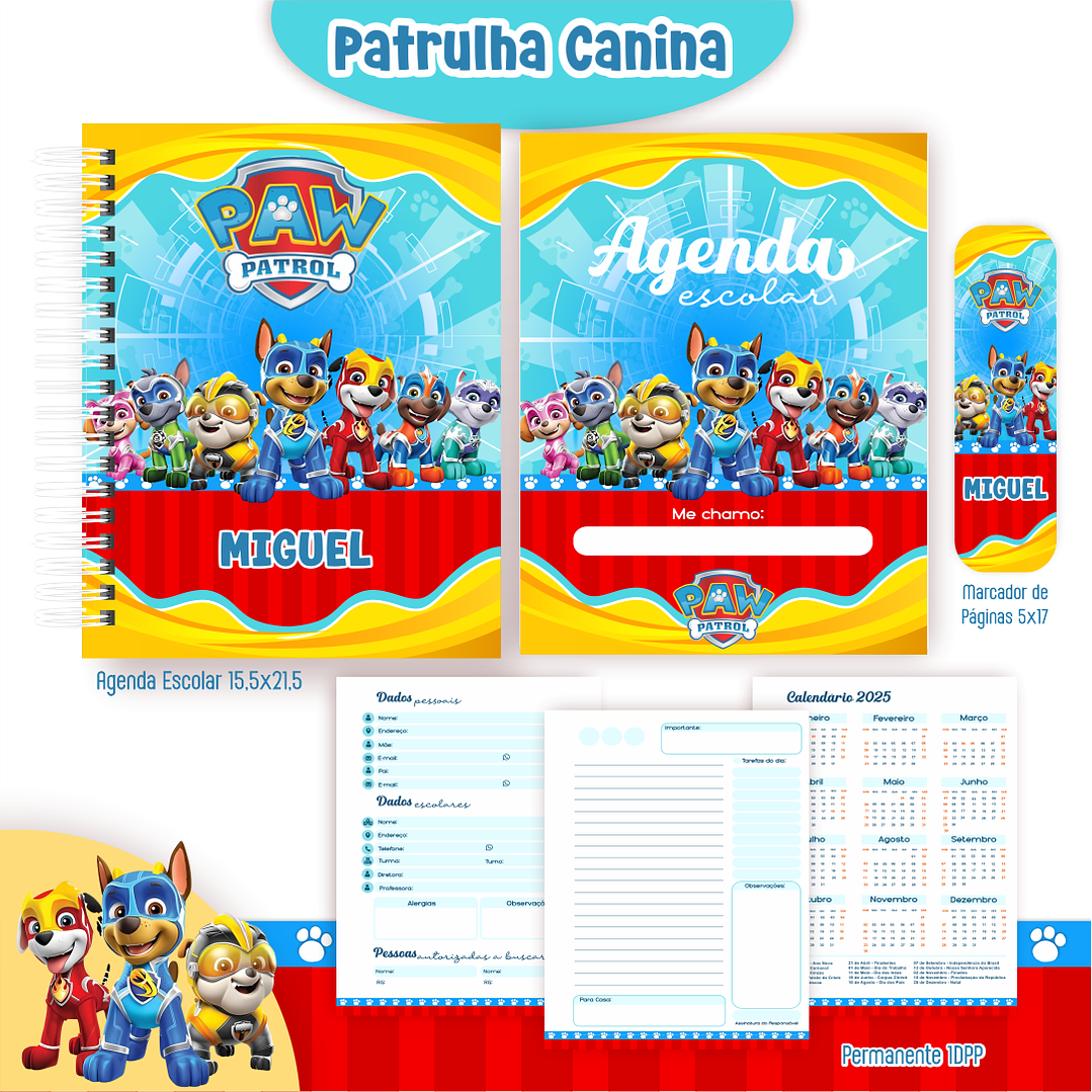 Kit Digital Encadernação Patrulha Canina - Volta às Aulas 7