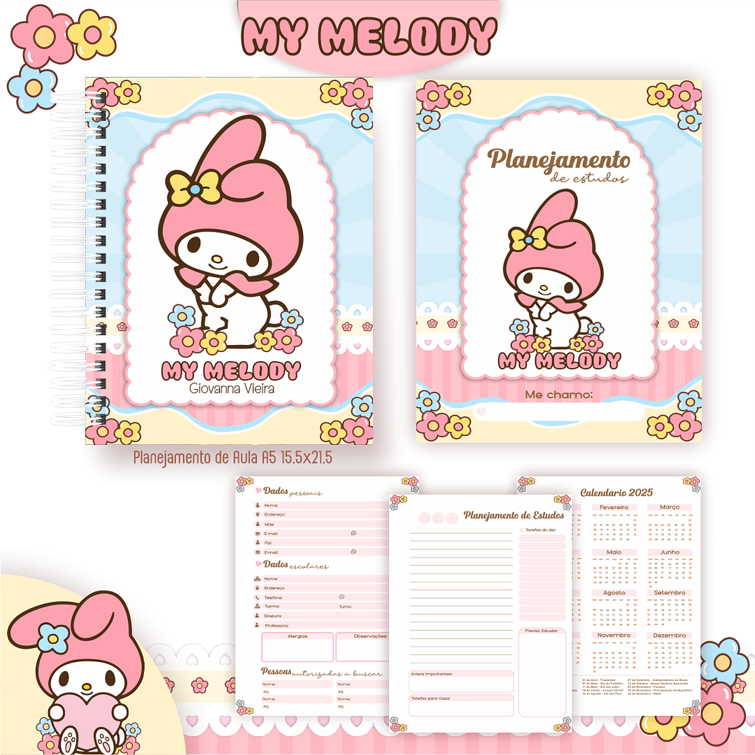 Kit Digital Encadernação My Melody - Volta às Aulas 2