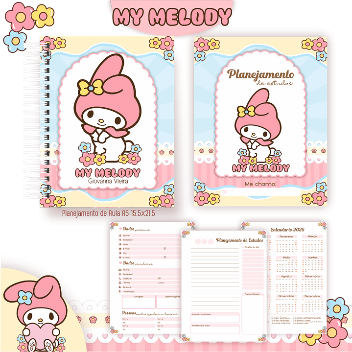 Kit Digital Encadernação My Melody - Volta às Aulas 2