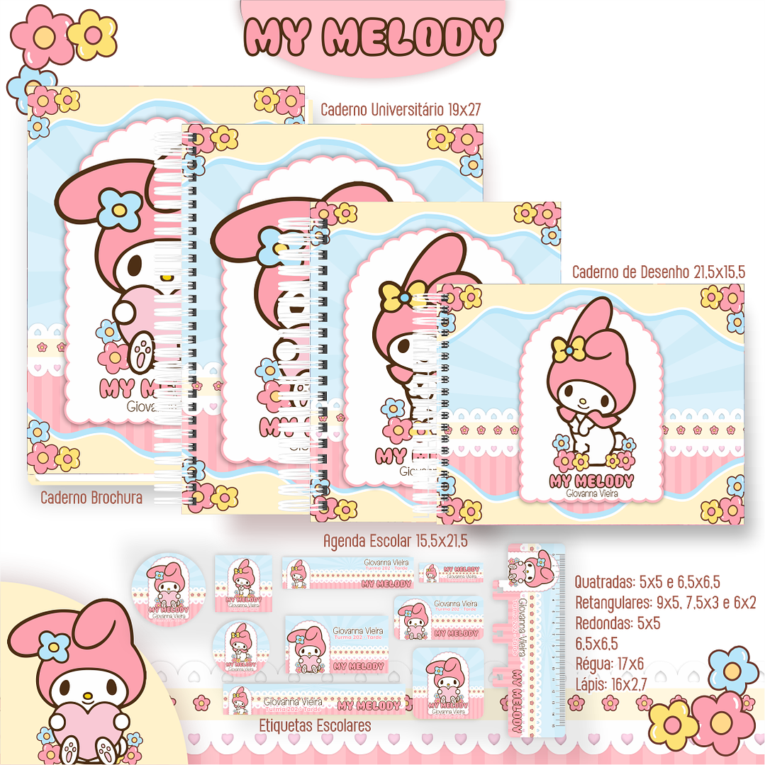 Kit Digital Encadernação My Melody - Volta às Aulas 1