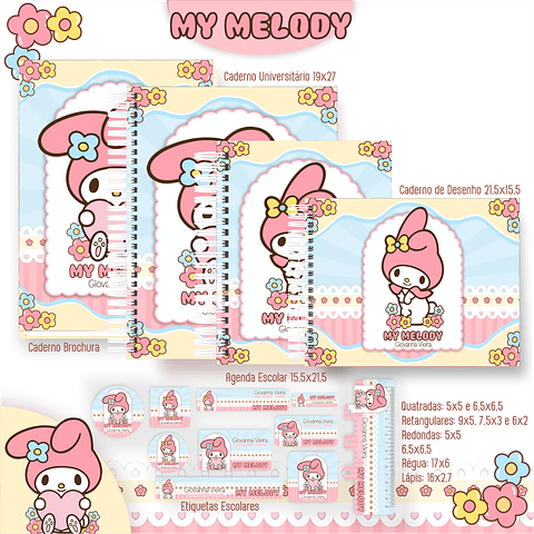 Kit Digital Encadernação My Melody - Volta às Aulas