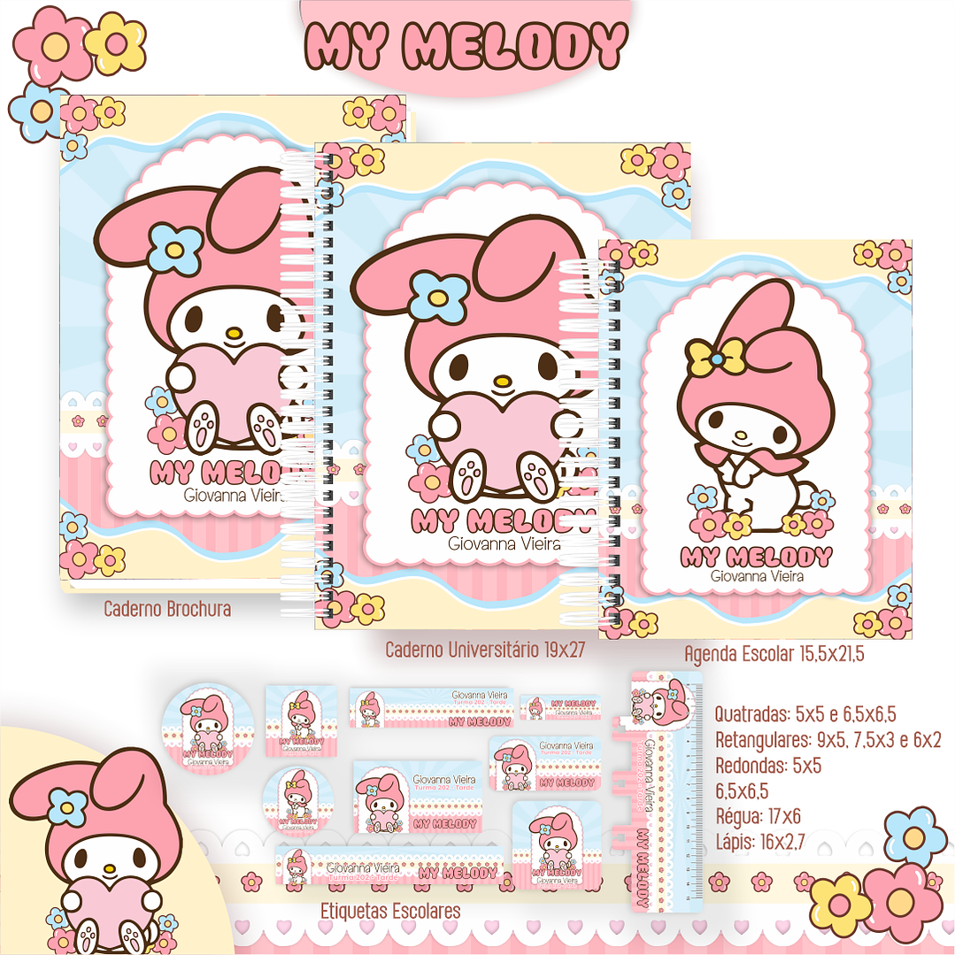 Kit Digital Encadernação My Melody - Volta às Aulas 3