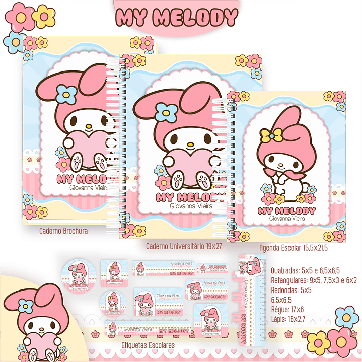 Kit Digital Encadernação My Melody - Volta às Aulas 3