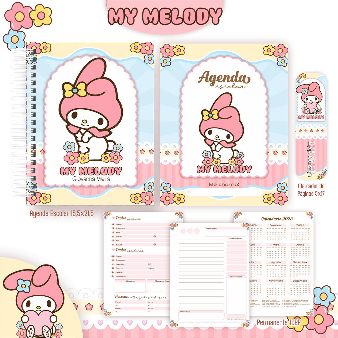 Kit Digital Encadernação My Melody - Volta às Aulas 4