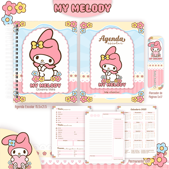 Kit Digital Encadernação My Melody - Volta às Aulas 4