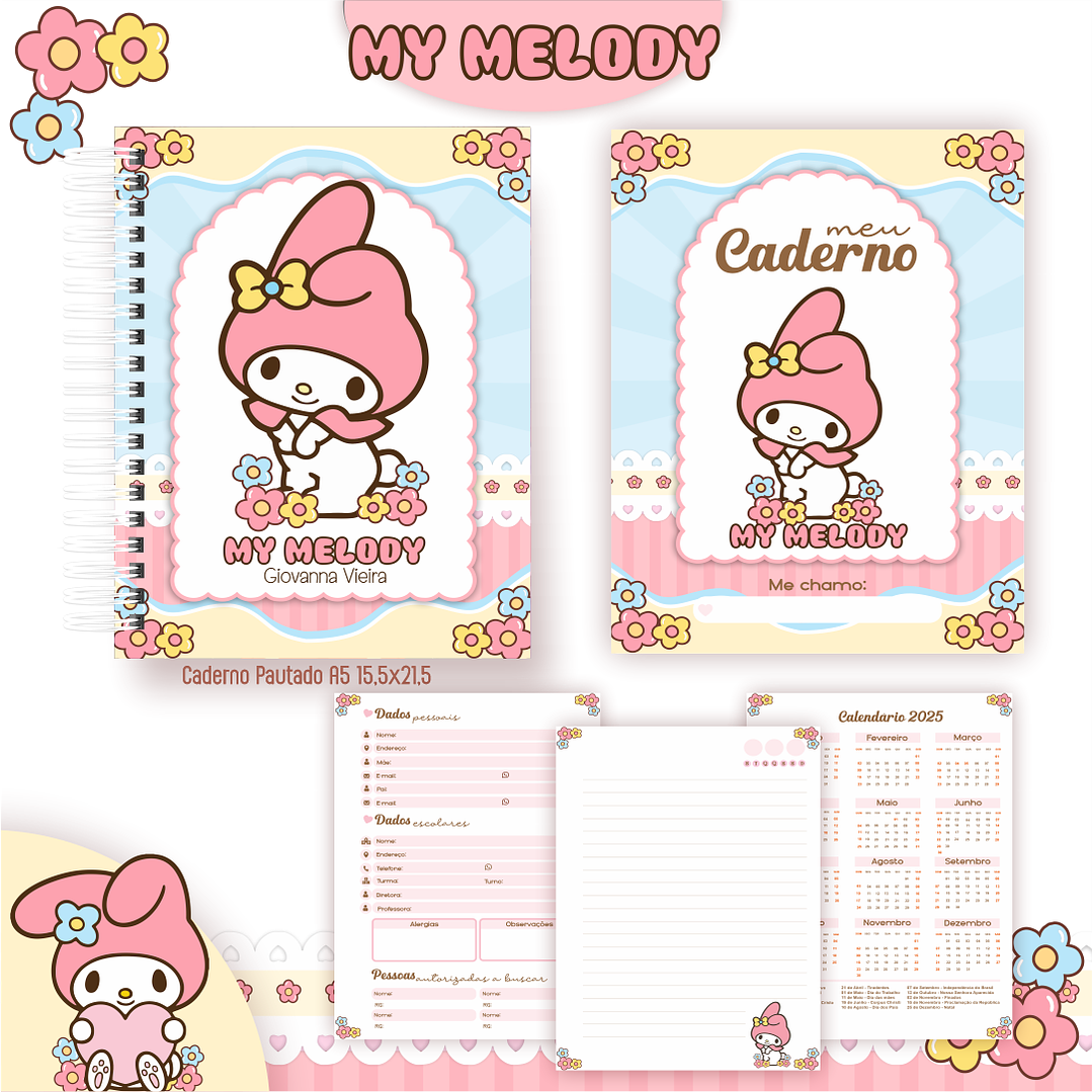 Kit Digital Encadernação My Melody - Volta às Aulas 5
