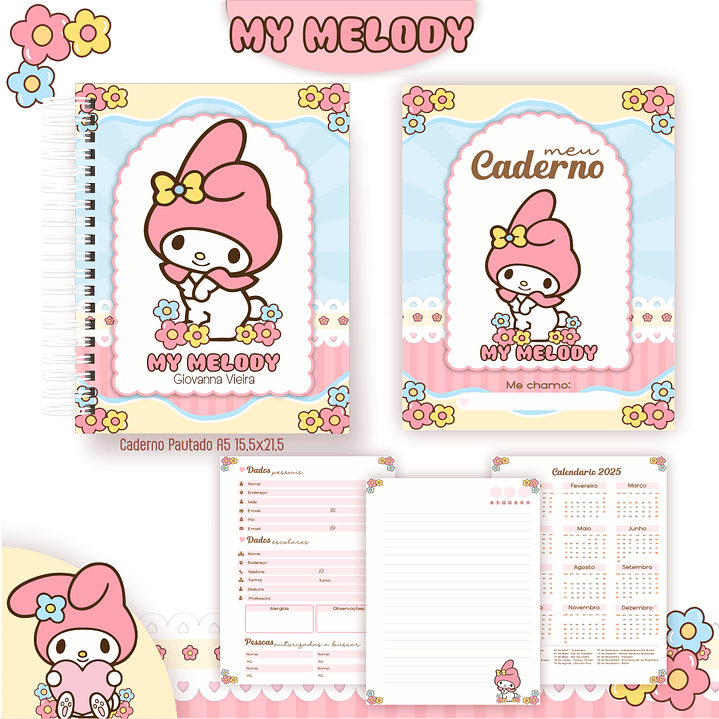 Kit Digital Encadernação My Melody - Volta às Aulas 5