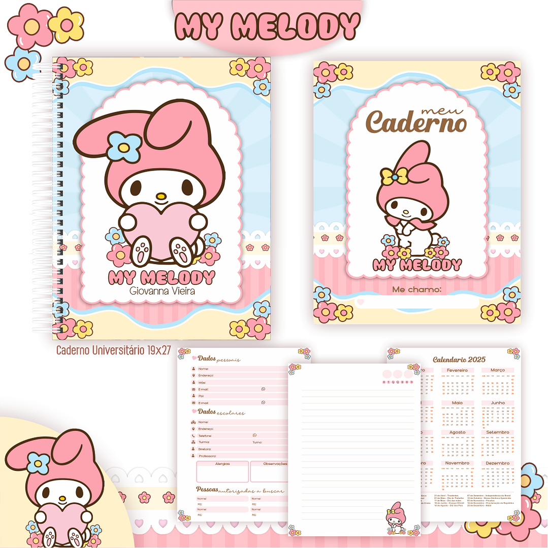 Kit Digital Encadernação My Melody - Volta às Aulas 6