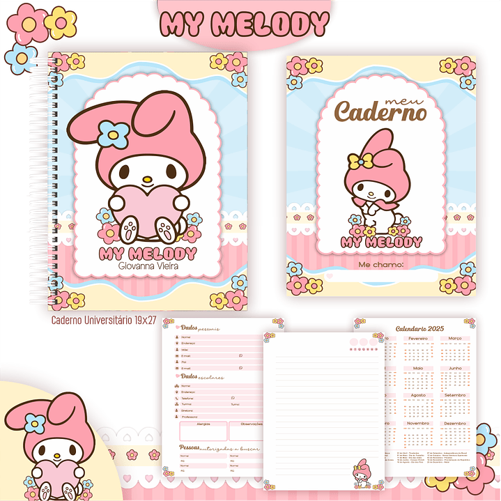 Kit Digital Encadernação My Melody - Volta às Aulas 6