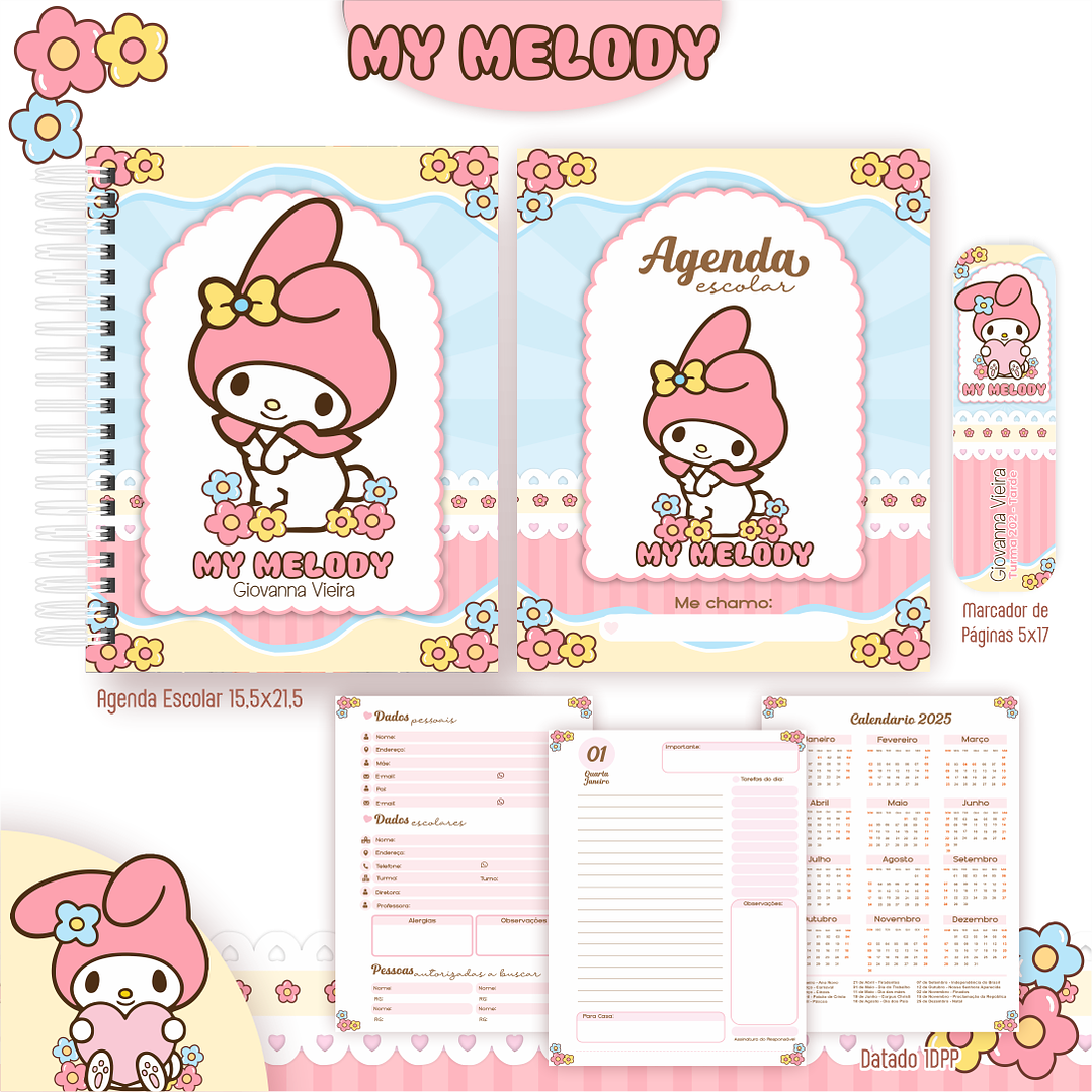 Kit Digital Encadernação My Melody - Volta às Aulas 7