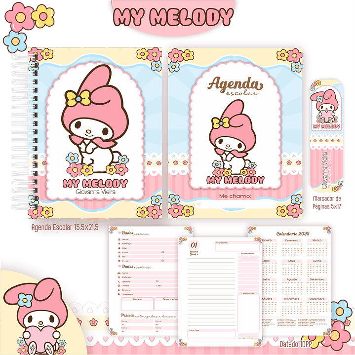 Kit Digital Encadernação My Melody - Volta às Aulas 7