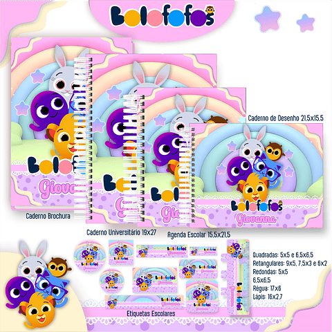 Kit Digital Encadernação Bolofofos - Volta às Aulas