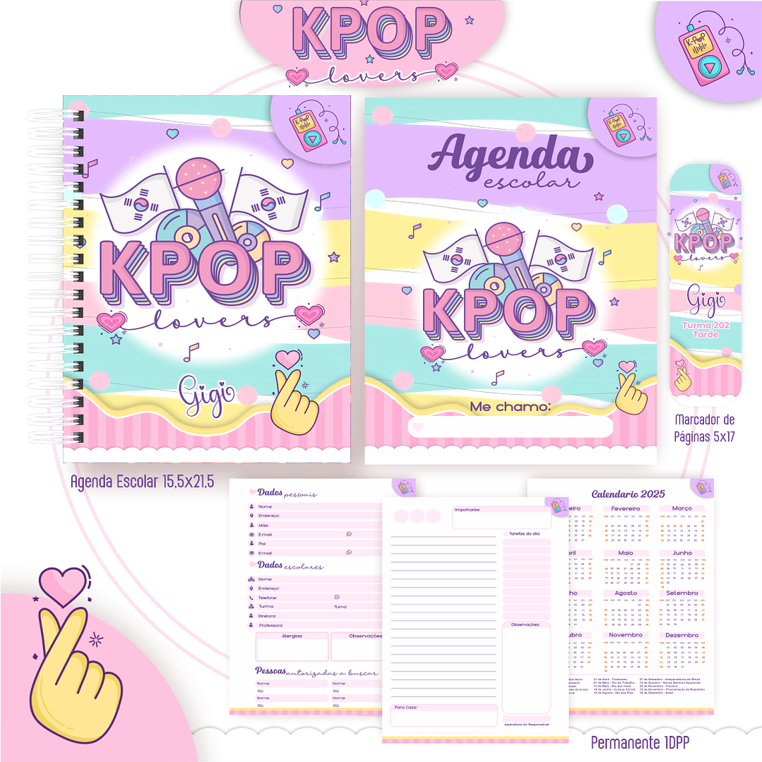 Kit Digital Encadernação Kpop Lovers - Volta às Aulas 6
