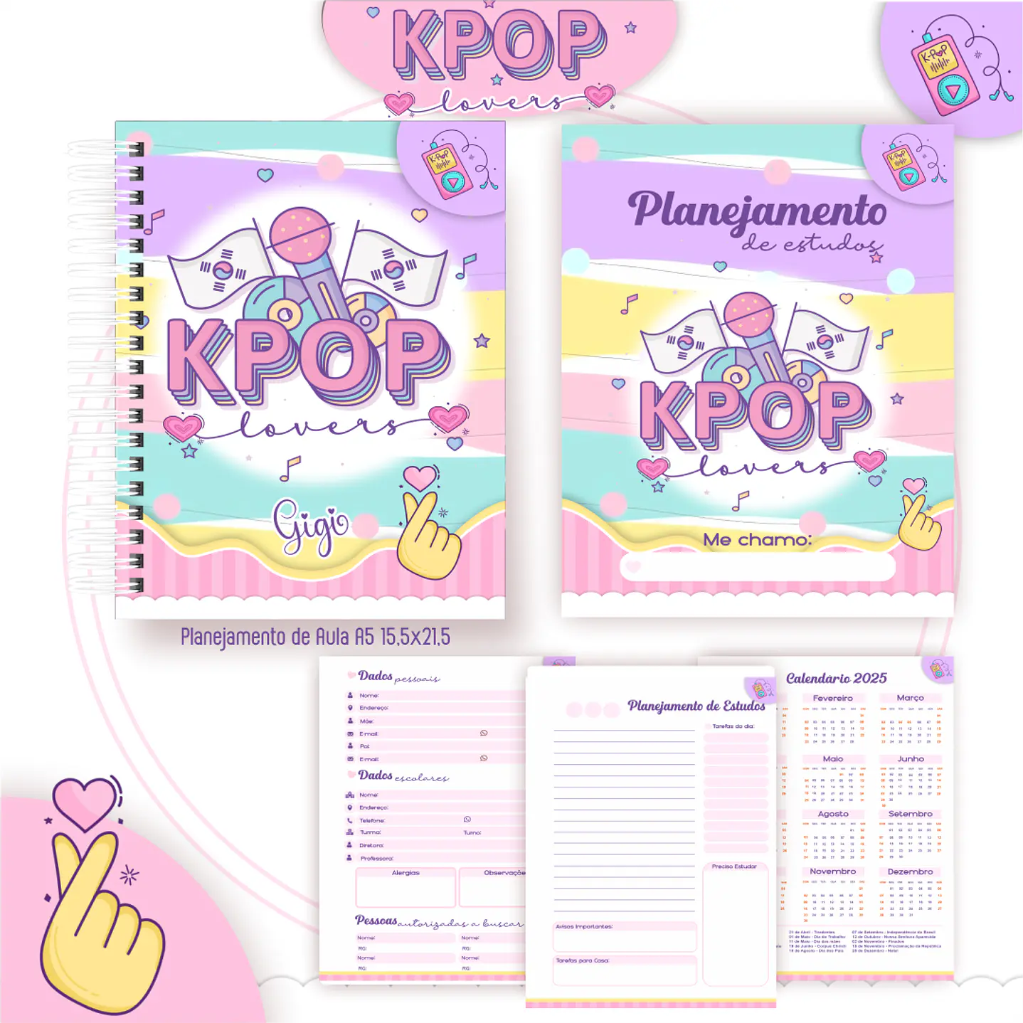 Kit Digital Encadernação Kpop Lovers - Volta às Aulas 2