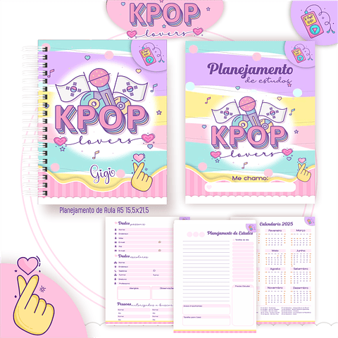Kit Digital Encadernação Kpop Lovers - Volta às Aulas