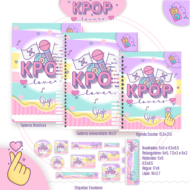 Kit Digital Encadernação Kpop Lovers - Volta às Aulas 3