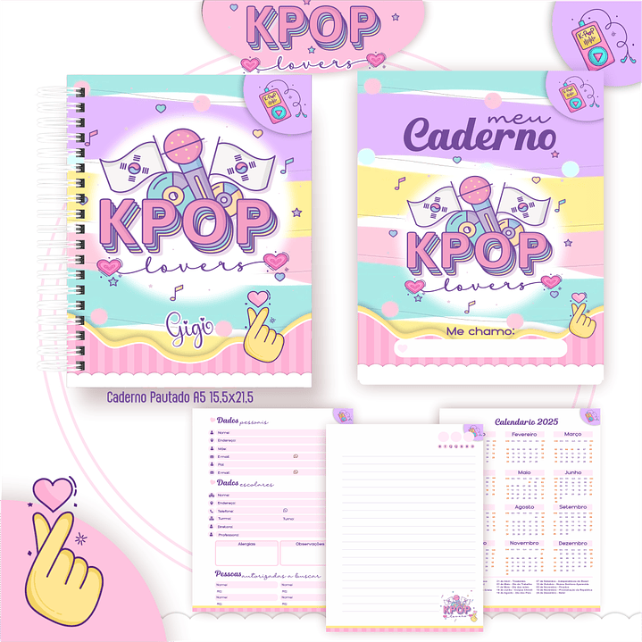 Kit Digital Encadernação Kpop Lovers - Volta às Aulas 4