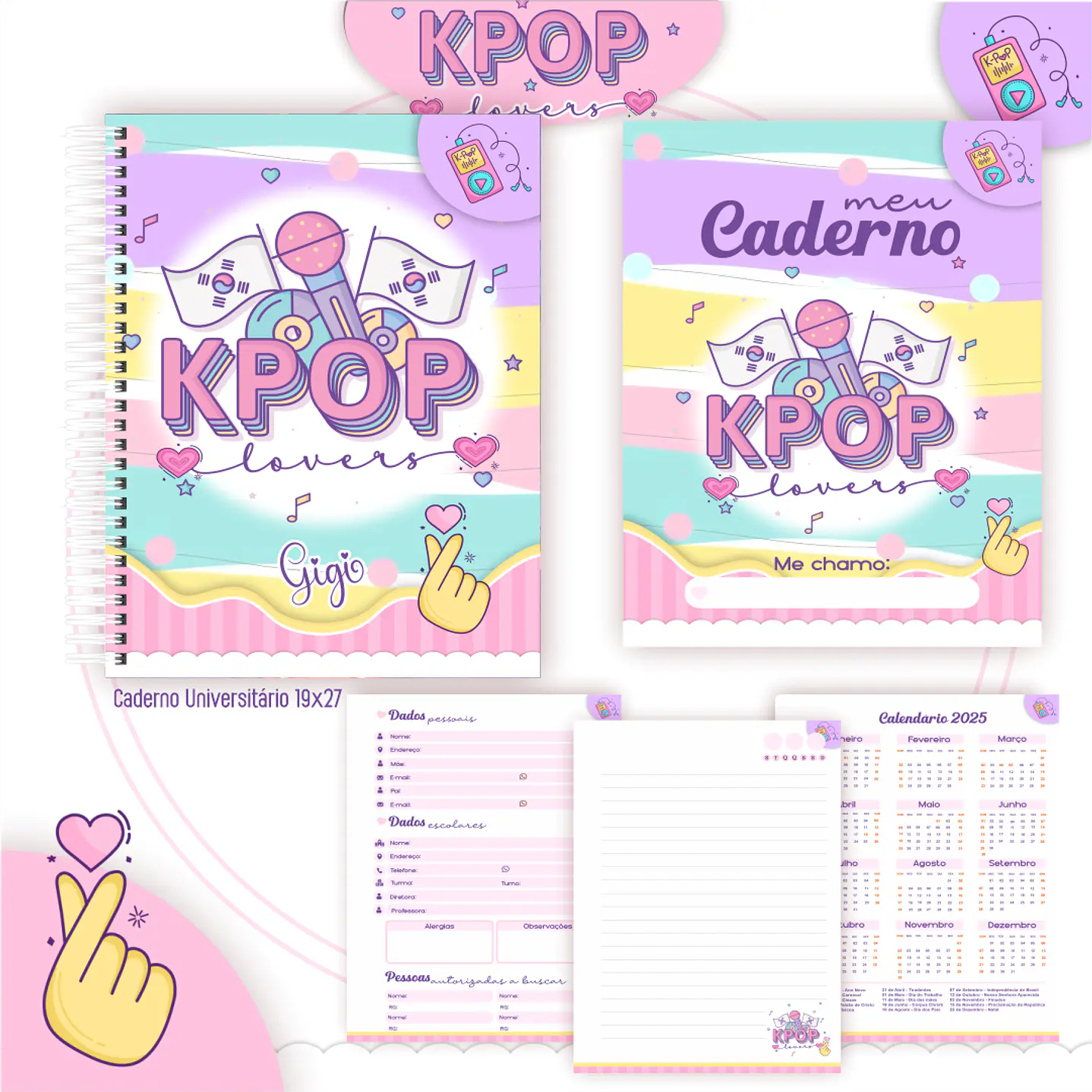 Kit Digital Encadernação Kpop Lovers - Volta às Aulas 5