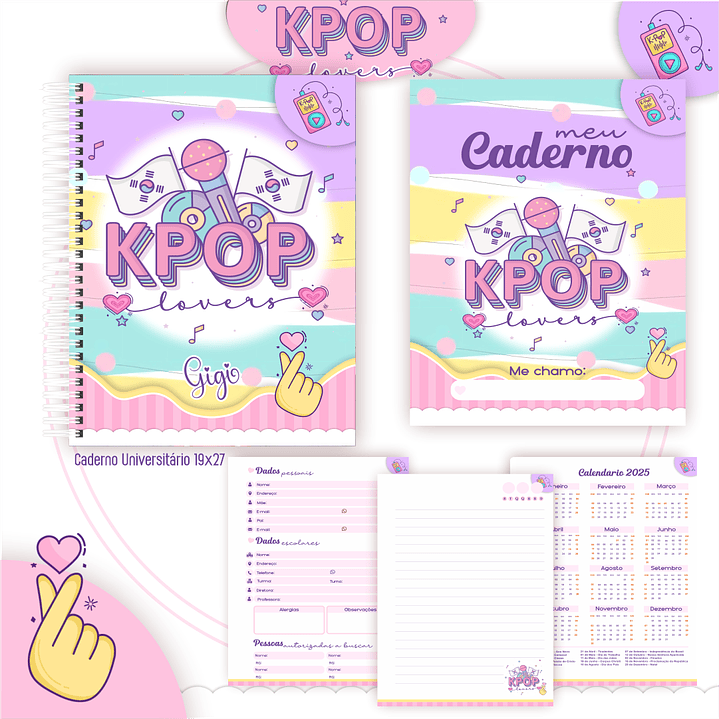 Kit Digital Encadernação Kpop Lovers - Volta às Aulas 5