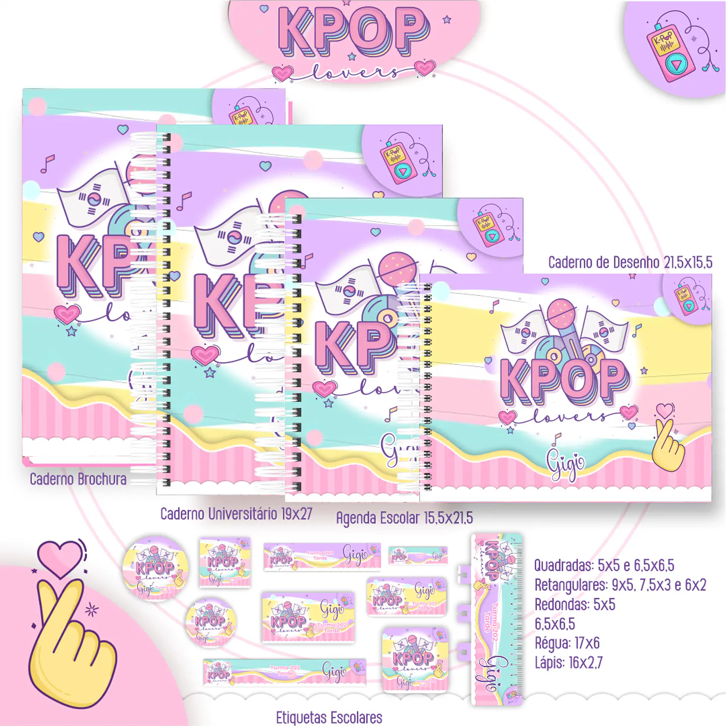 Kit Digital Encadernação Kpop Lovers - Volta às Aulas 1