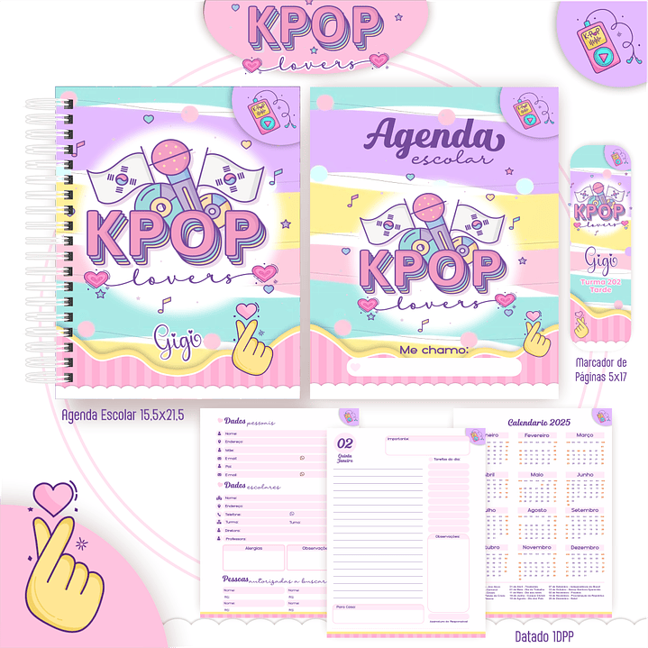 Kit Digital Encadernação Kpop Lovers - Volta às Aulas 7