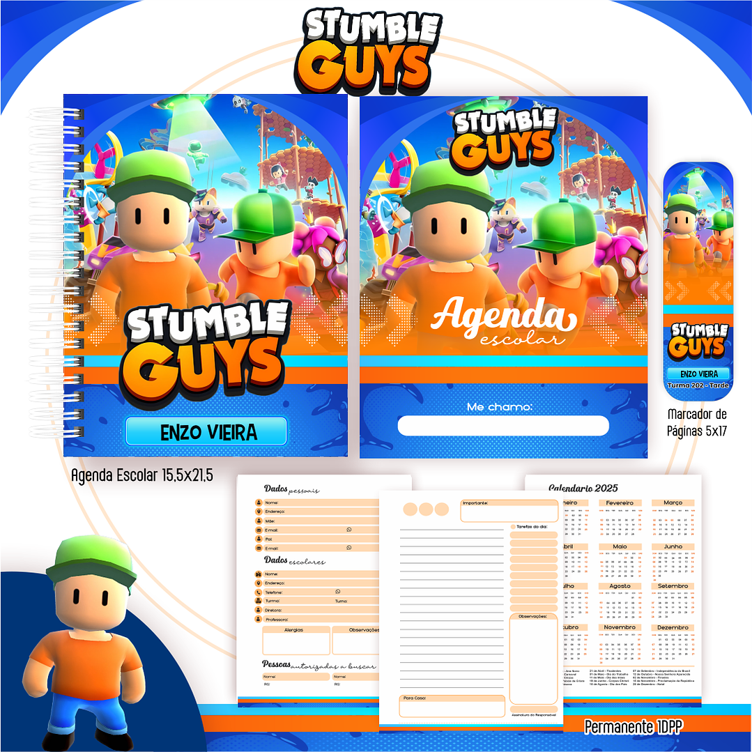 Kit Digital Encadernação Stumble Guys - Volta às Aulas 2
